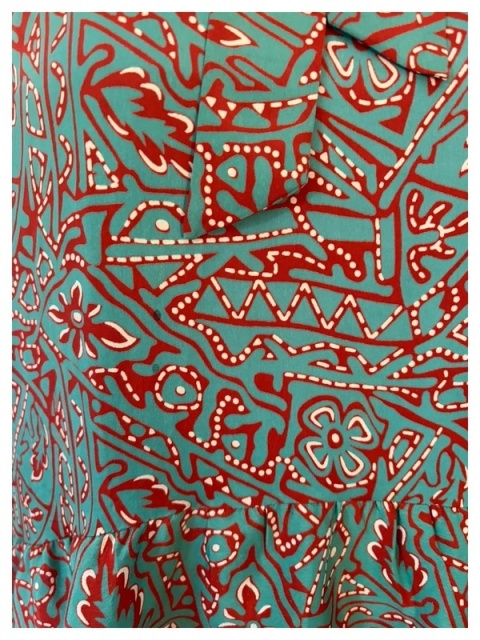 sissel edelbo whisper dress onesize wzorzysta sukienka zielono pomarańczowa