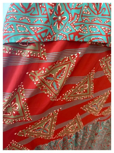 sissel edelbo whisper dress onesize wzorzysta sukienka zielono pomarańczowa